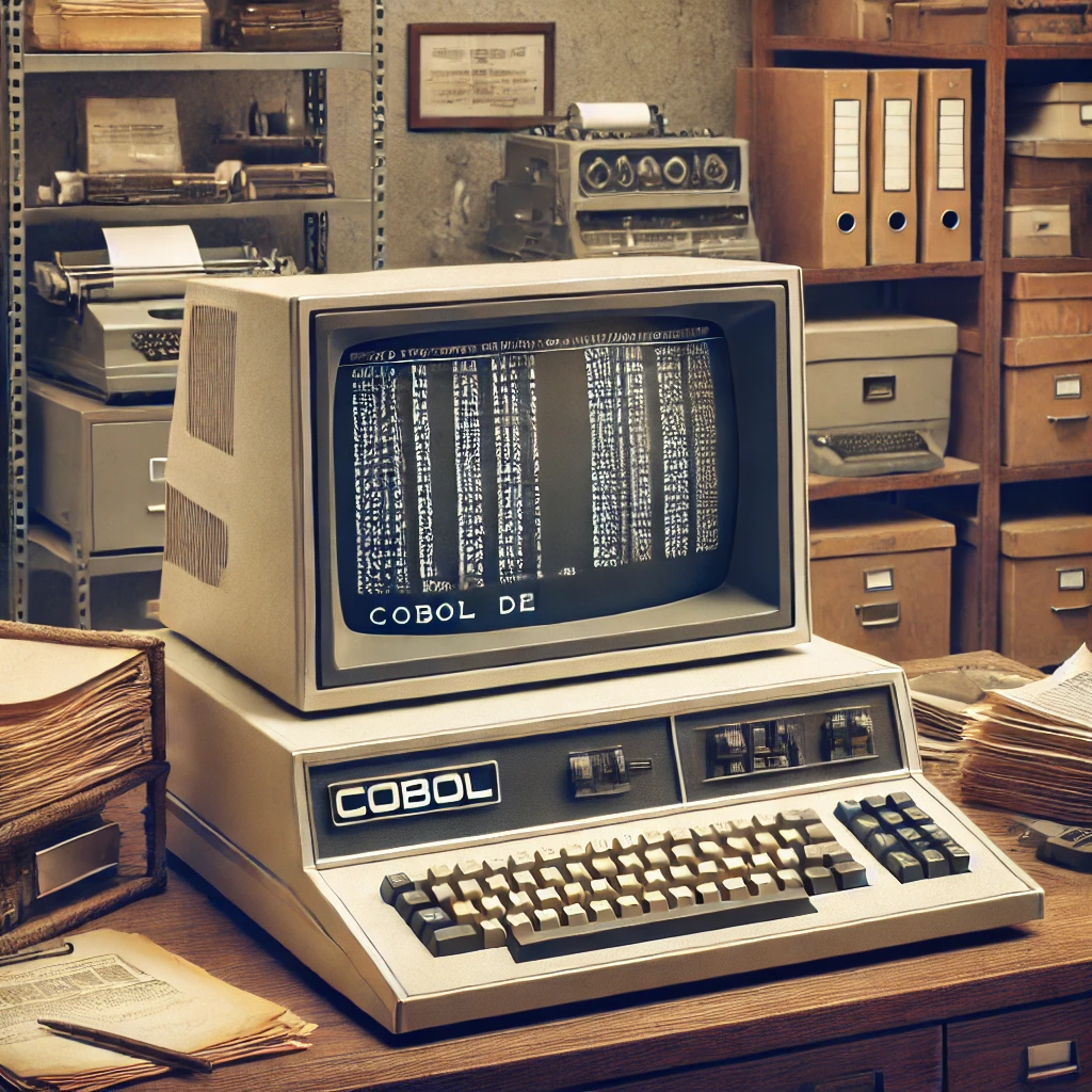 A dusty, vintage computer with COBOL