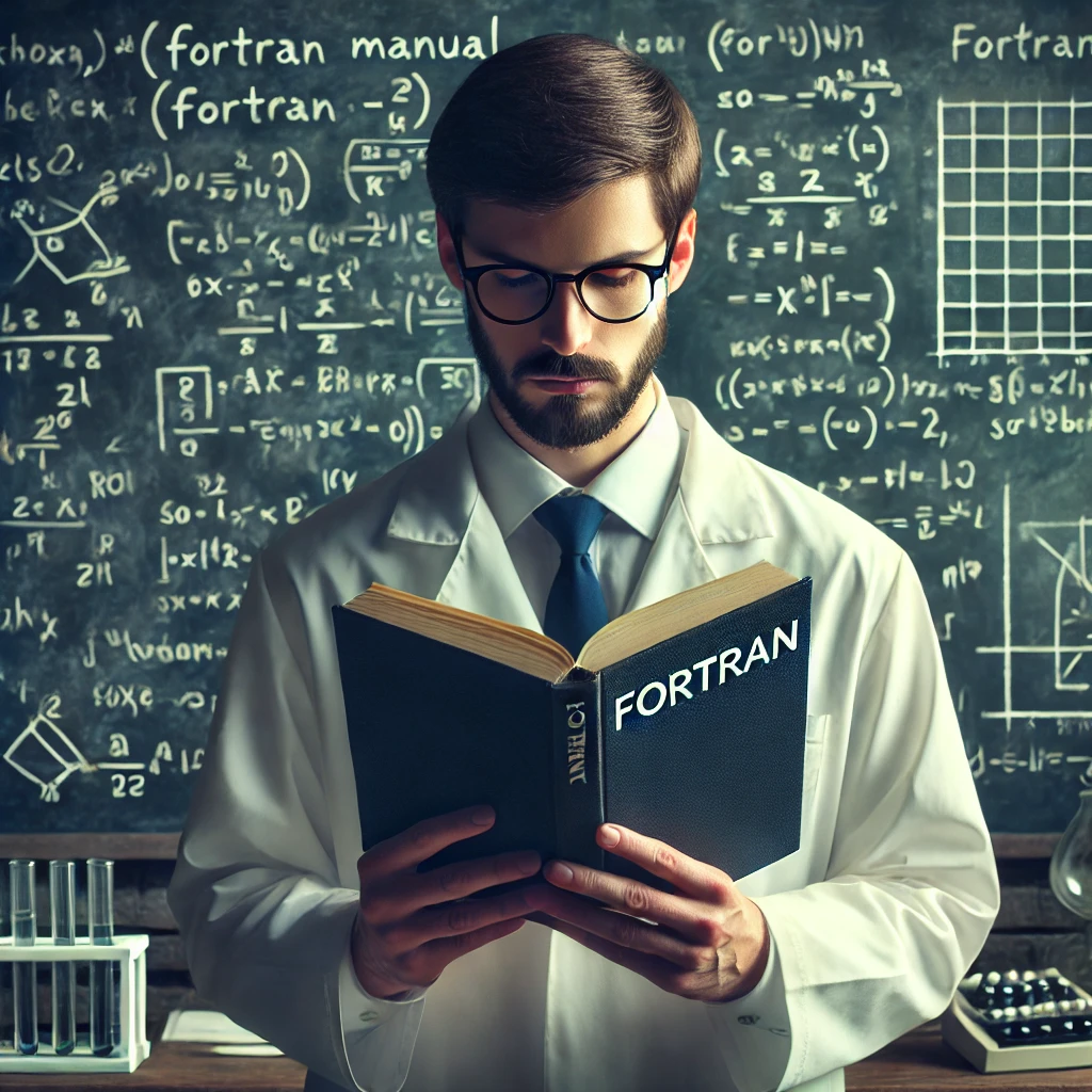 A scientist with FORTRAN manual